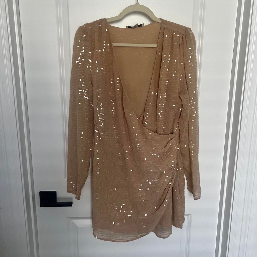 Fashion-nova Women's Gold and Tan Dress